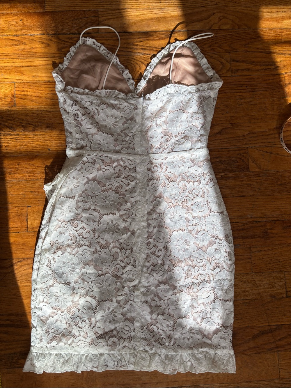 SHEIN White Floral Lace Ruffle Mini Dress - Picture 6 of 6
